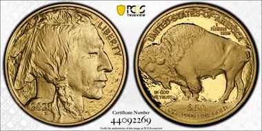 2021-W $50 American Buffalo  .9999 Fine Gold PR70DCAM