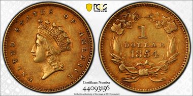 1854 G$1 Type 2 AU50