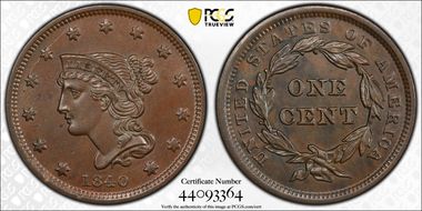 1840 1C Small Date MS62BN