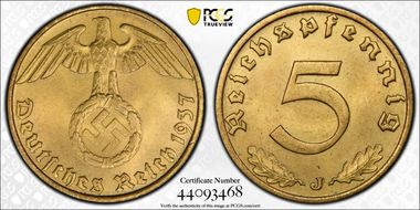 1937-J 5 Pfg J-363 MS66