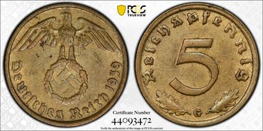 1939-G 5 Pfg J-363 MS62