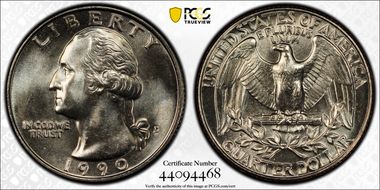 1990-D 25C MS66