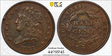 1833 1/2C VF35BN