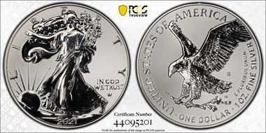 2021-S $1 Silver Eagle Rev PR - Type 2 Designer Edition - First Strike PR69