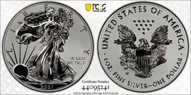 2021-W $1 Silver Eagle Rev PR - Type 1 Designer Edition PR70