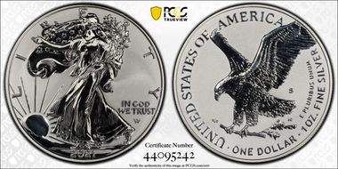 2021-S $1 Silver Eagle Rev PR - Type 2 Designer Edition PR70
