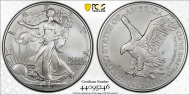 2021-W $1 Burnished Silver Eagle-Type 2 SP70