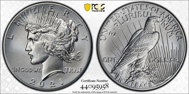 2021 $1 Peace Dollar 100th Anniversary First Strike N1