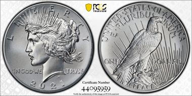2021 $1 Peace Dollar 100th Anniversary First Strike MS69