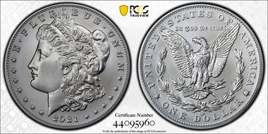 2021-CC Privy $1 Morgan Dollar 100th Anniversary First Strike MS70