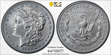 2021 $1 Morgan Dollar 100th Anniversary First Strike MS70