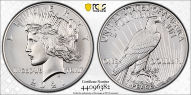 2021 $1 Peace Dollar 100th Anniversary First Strike MS70