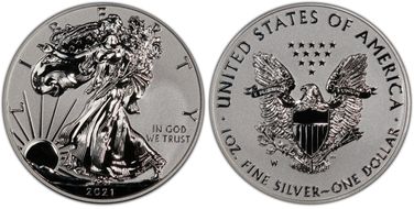2021-W $1 Silver Eagle Rev PR - Type 1 Designer Edition - First Strike PR70