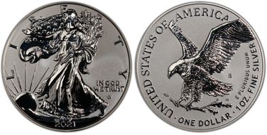 2021-S $1 Silver Eagle Rev PR - Type 2 Designer Edition - First Strike PR70