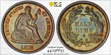1872-S H10C Mintmark Above Bow MS63