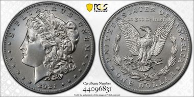 2021-CC Privy $1 Morgan Dollar 100th Anniversary MS69