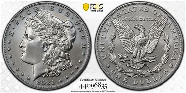 2021 $1 Morgan Dollar 100th Anniversary MS70