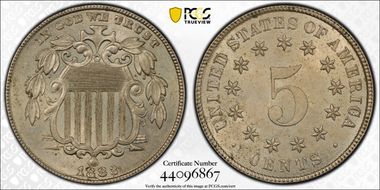 1883/2 5C Overdate FS-303 MS62