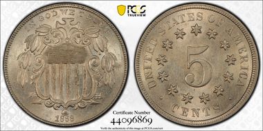 1868 5C Rev of 1868 FS-906 MS63