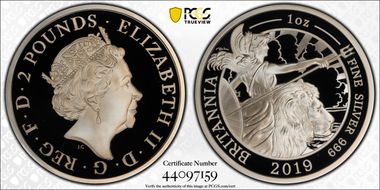 2019 £2 Britannia Ag PR69DCAM
