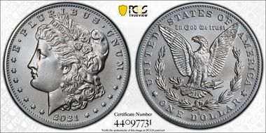 2021-O Privy $1 Morgan Dollar 100th Anniversary MS70