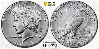 2021 $1 Peace Dollar 100th Anniversary First Strike MS70