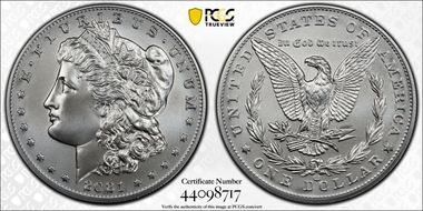 2021-CC Privy $1 Morgan Dollar 100th Anniversary First Strike MS70