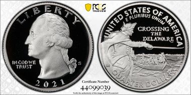 2021-S 25C Crossing the Delaware-Silver Limited Edition Proof Set - First Strike PR70DCAM