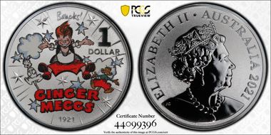 2021 $1 Ginger Meggs Jumping MS69