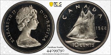 1968 10C Nickel PL67CAM