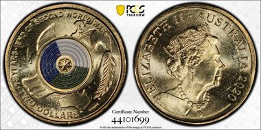 2020 $2 75th Ann End of WWII Colorized MS67