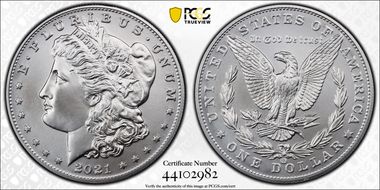 2021-CC Privy $1 Morgan Dollar 100th Anniversary First Strike MS70