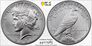 2021 $1 Peace Dollar 100th Anniversary First Strike MS70