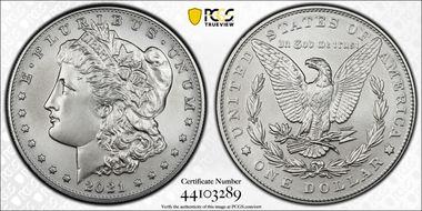 2021 $1 Morgan Dollar 100th Anniversary First Strike MS70