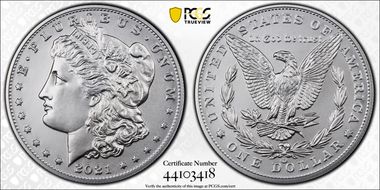 2021-CC Privy $1 Morgan Dollar 100th Anniversary MS70