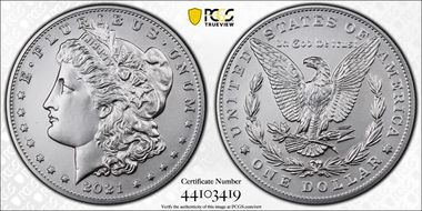 2021 $1 Morgan Dollar 100th Anniversary MS70
