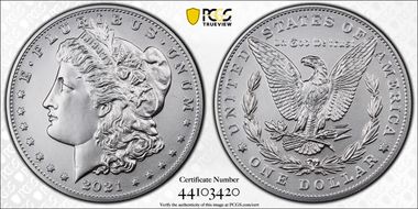 2021 $1 Morgan Dollar 100th Anniversary MS70