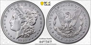 2021 $1 Morgan Dollar 100th Anniversary MS70
