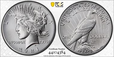 2021 $1 Peace Dollar 100th Anniversary First Strike MS69