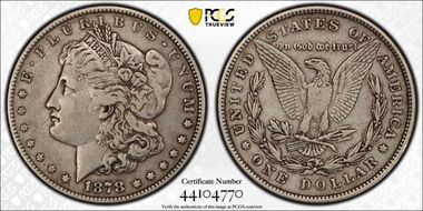 1878 8TF $1 VAM 14.14, Eye Chip VF25