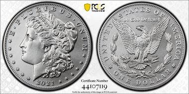 2021 $1 Morgan Dollar 100th Anniversary MS70