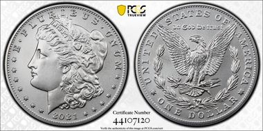 2021-CC Privy $1 Morgan Dollar 100th Anniversary MS70