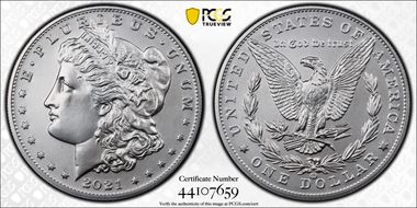 2021-CC Privy $1 Morgan Dollar 100th Anniversary First Strike MS70