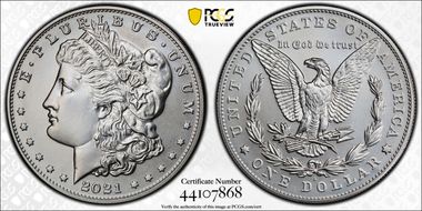 2021-S $1 Morgan Dollar 100th Anniversary First Strike MS70