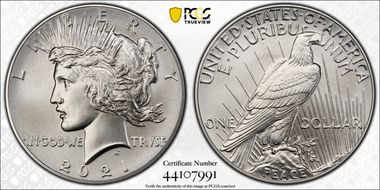 2021 $1 Peace Dollar 100th Anniversary First Strike MS70