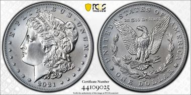2021-CC Privy $1 Morgan Dollar 100th Anniversary MS70