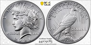 2021 $1 Peace Dollar 100th Anniversary First Strike MS69