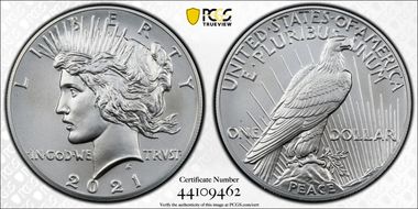 2021 $1 Peace Dollar 100th Anniversary First Strike MS69