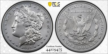 2021 $1 Morgan Dollar 100th Anniversary First Strike MS70