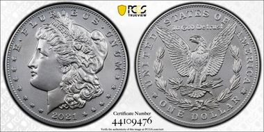 2021 $1 Morgan Dollar 100th Anniversary First Strike MS70